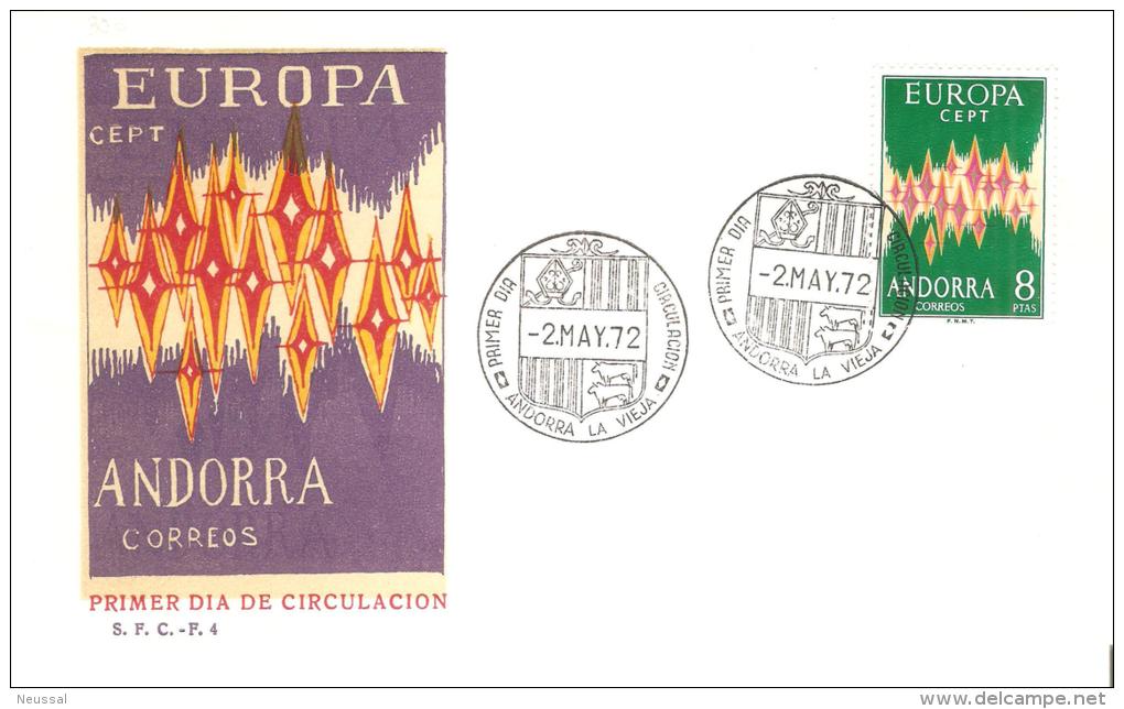 Sobre De Primer Dia De Andorra  Serie 72 Dificil - Lettres & Documents