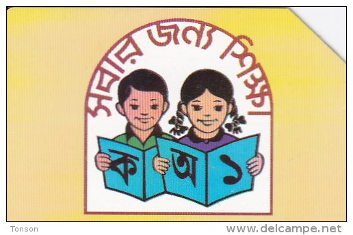 Bangladesh, BAN-06, 50 Units, CChildren Reading A Book (Thin Magnetic Band - Text On 2 Lines), 2 Scans. - Bangladesh