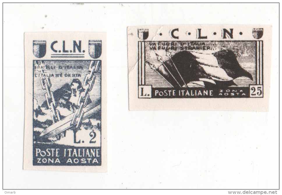 Fra455 Emissione Locale CLN Aosta, 1944 Non Dentellati, Politica, Politics Stamps, Spada Catena, Bandiera - Nationales Befreiungskomitee
