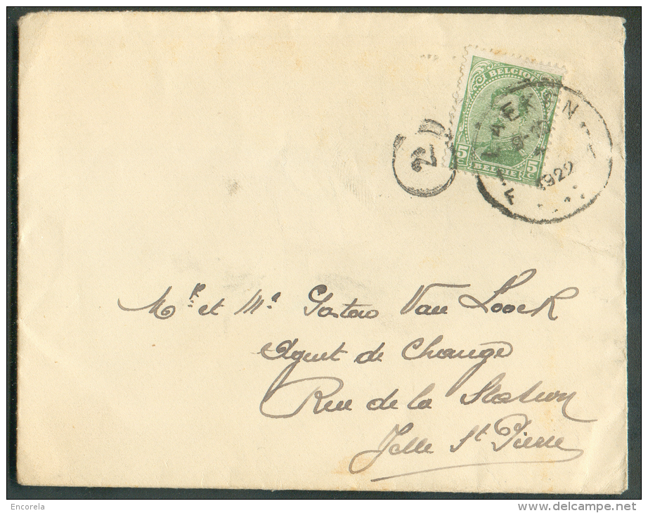 N°137 - 5 Centimes Obl. Sc LAEKEN Sur Enveloppe Du 5-5-1922 Vers Jette-St-Pierre - 9404 - 1915-1920 Albert I