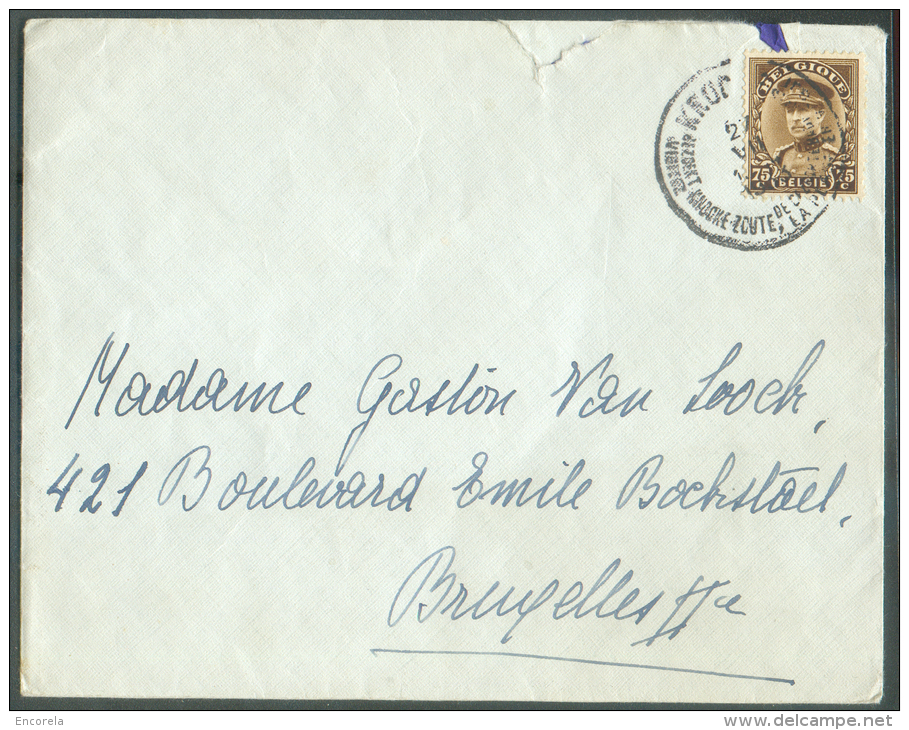 75 Centimes Albert KEPI Obl. Sc KNOCKE Visitez Le Zoute Sur Lettre Du 22-VII-1933 Vers Bruxelles - 9405 - 1931-1934 Mütze (Képi)