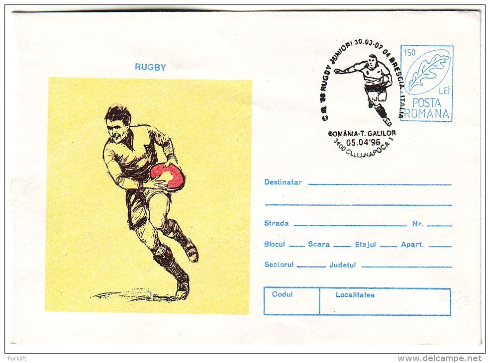 Junior Rugby Italy 1996 Brescia  Romania-T.Galilor   Entier Postal Stationery - Rugby