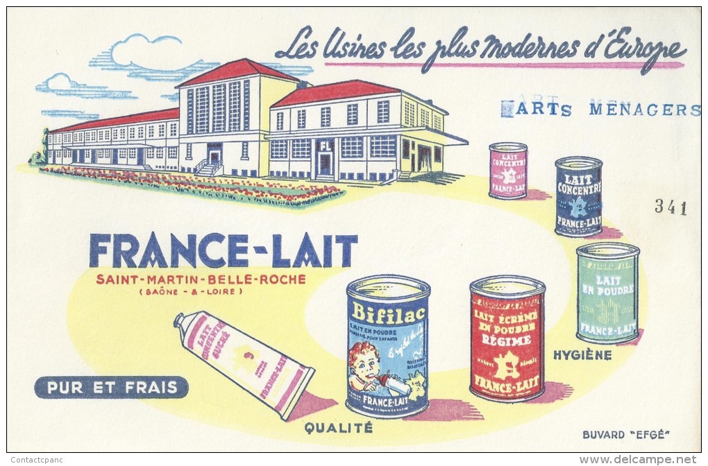 "  FRANCE  -  LAIT  "  St - Martin - Belle - Roche   ( 71 )      -   Ft  =  21 Cm  X 13.5 Cm - Lattiero-caseario