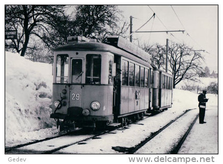 Tramways De Lausanne à Moudon, Train à Epalinges Sous La Neige, Photo BVA TL 3 25 - Épalinges