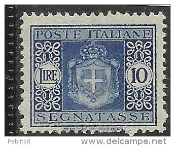 ITALIA REGNO ITALY KINGDOM 1945 LUOGOTENENZA SEGNATASSE TAXES TASSE FILIGRANA RUOTA MNH L. 10 - Taxe