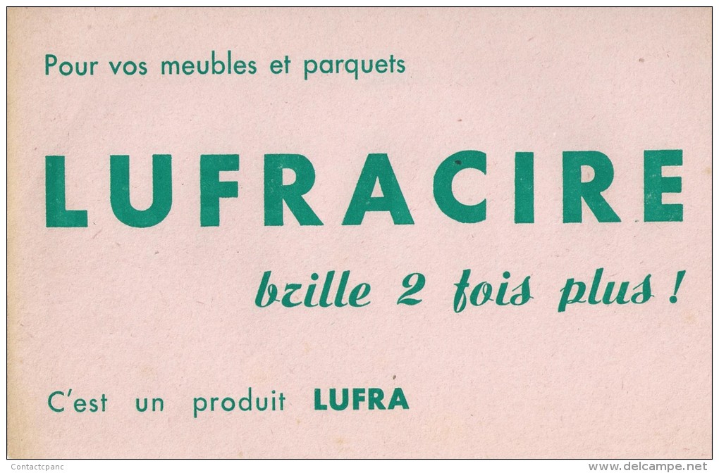 Cirage  "  LUFRACUIR  "    Texte En Vert     -   Ft  =  21 Cm  X 13.5 Cm - Pulizia