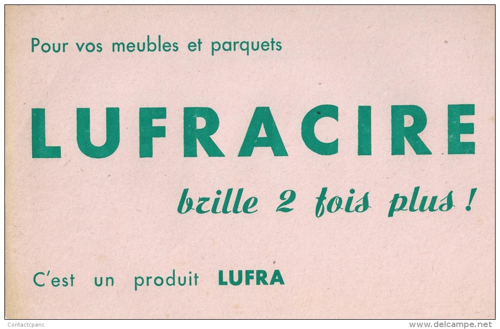 Cirage  "  LUFRACUIR  "    Texte En Vert     -   Ft  =  21 Cm  X 13.5 Cm - Wash & Clean