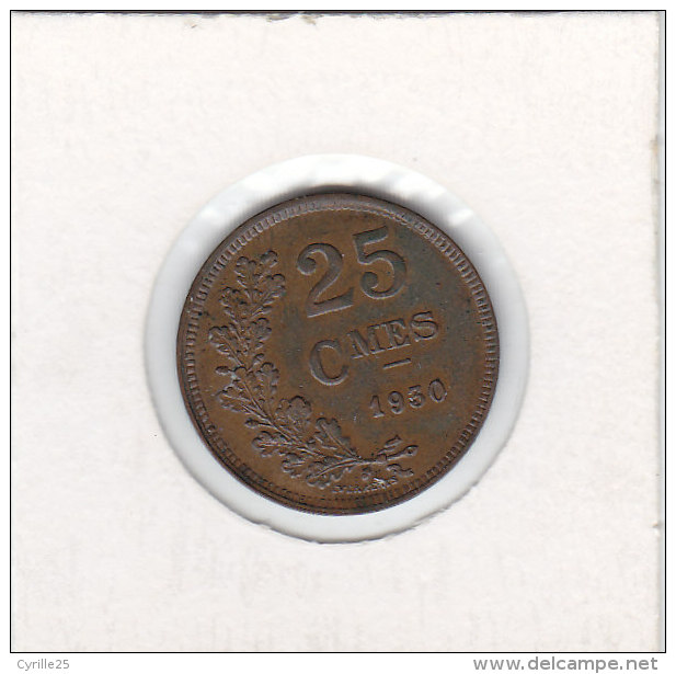 25 CENTIMES Bronze 1930 - Luxembourg