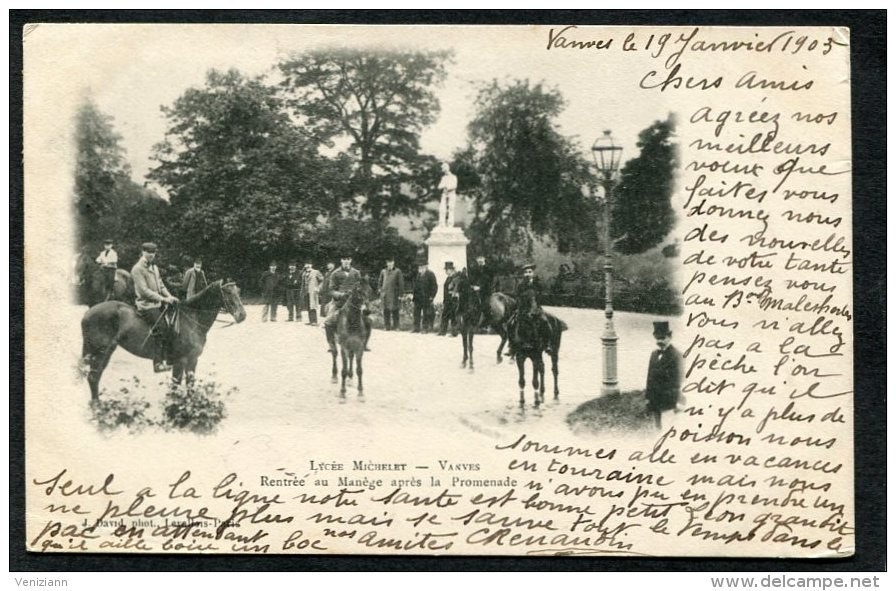 VANVES - LYCEE MICHELET - Rentrée Au Manège Après La Promenade, Très Animé  (dos Non Divisé) - Vanves