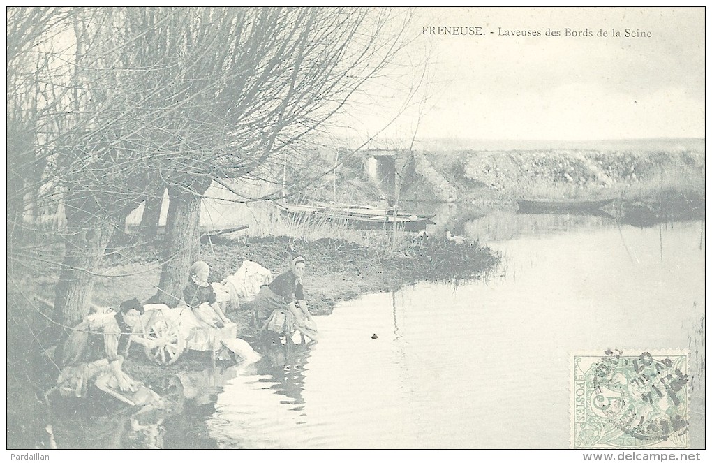 78.  FRENEUSE.  LAVEUSES DES BORDS DE SEINE.  BEAU PLAN. BELLE ANIMATION.  1907. - Freneuse