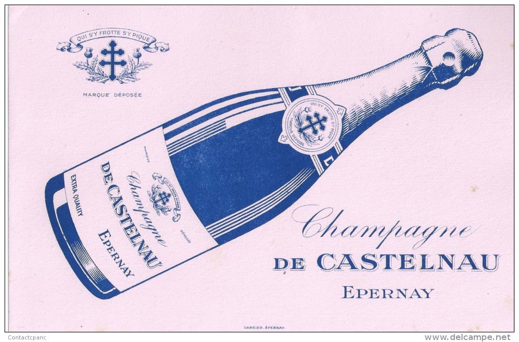 BUVARD  - Champagne  "  De  CASTELNAU  "  Epernay  ( 51 )    -   Ft  =  21 Cm  X 13.5 Cm - Liquore & Birra