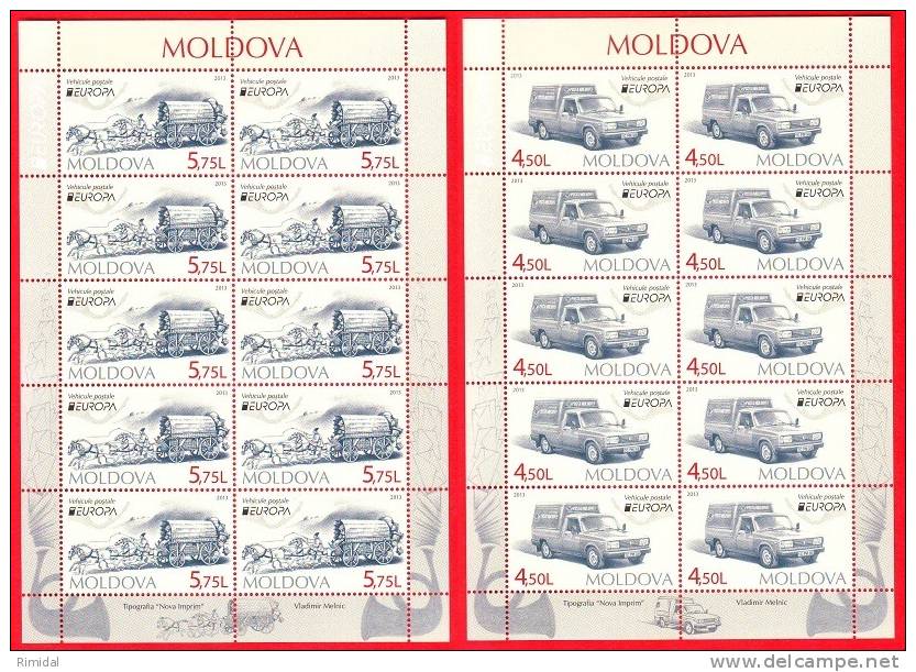 Moldova, 2 Sheetlets, Europa / CEPT - Postal Vehicles, 2013 - 2013