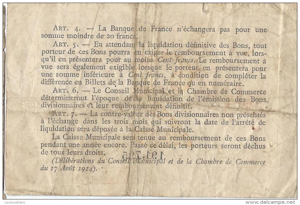 Chambres De Commerce Et Ville De ROUEN/deux  Francs/1915   BIL122 - Handelskammer