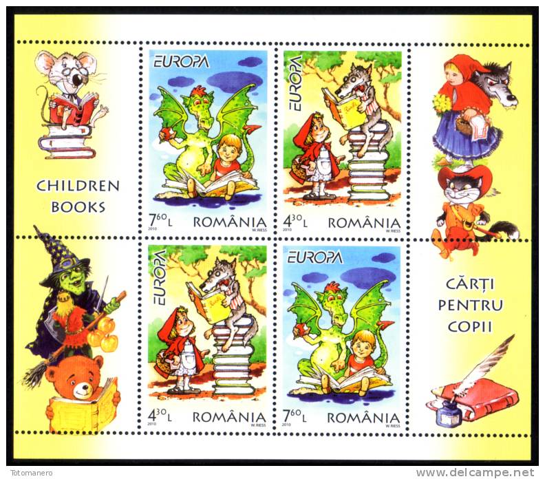 ROMANIA/Rumänien, EUROPA 2010 "Childrens Books" Set Of 2 Minisheets** - 2010