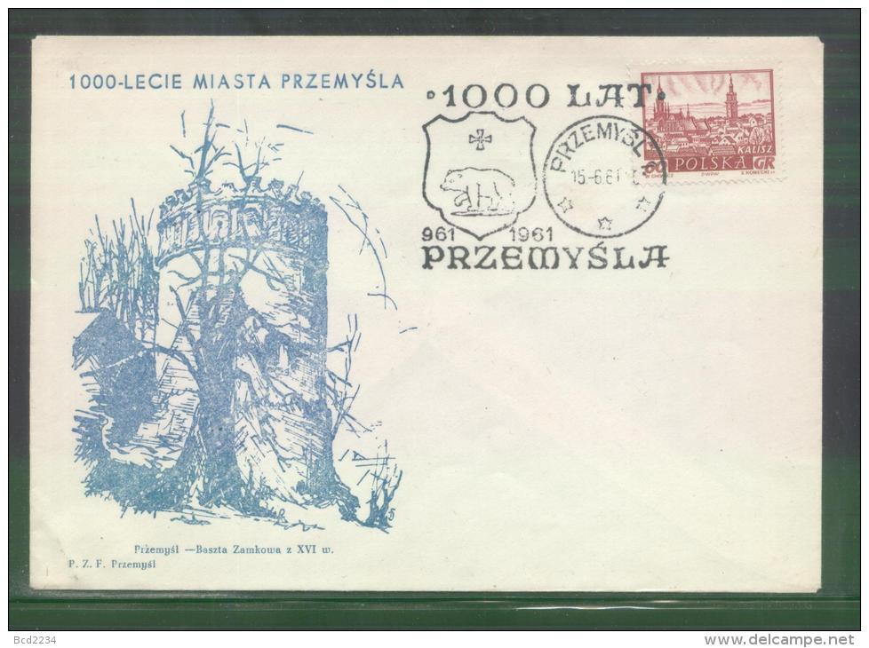 POLAND 1961 1000 YEARS OF PRZEMYSL CITY COMMEMORATIVE COVER TOWN CREST COAT OF ARMS BEAR - Enveloppes