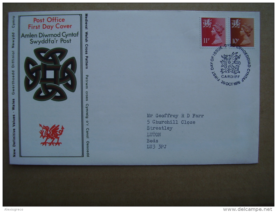 GB REGIONALS  WALES Definitives OFFICIAL FIRST DAY COVER 1978 THREE VALUES. - Pays De Galles