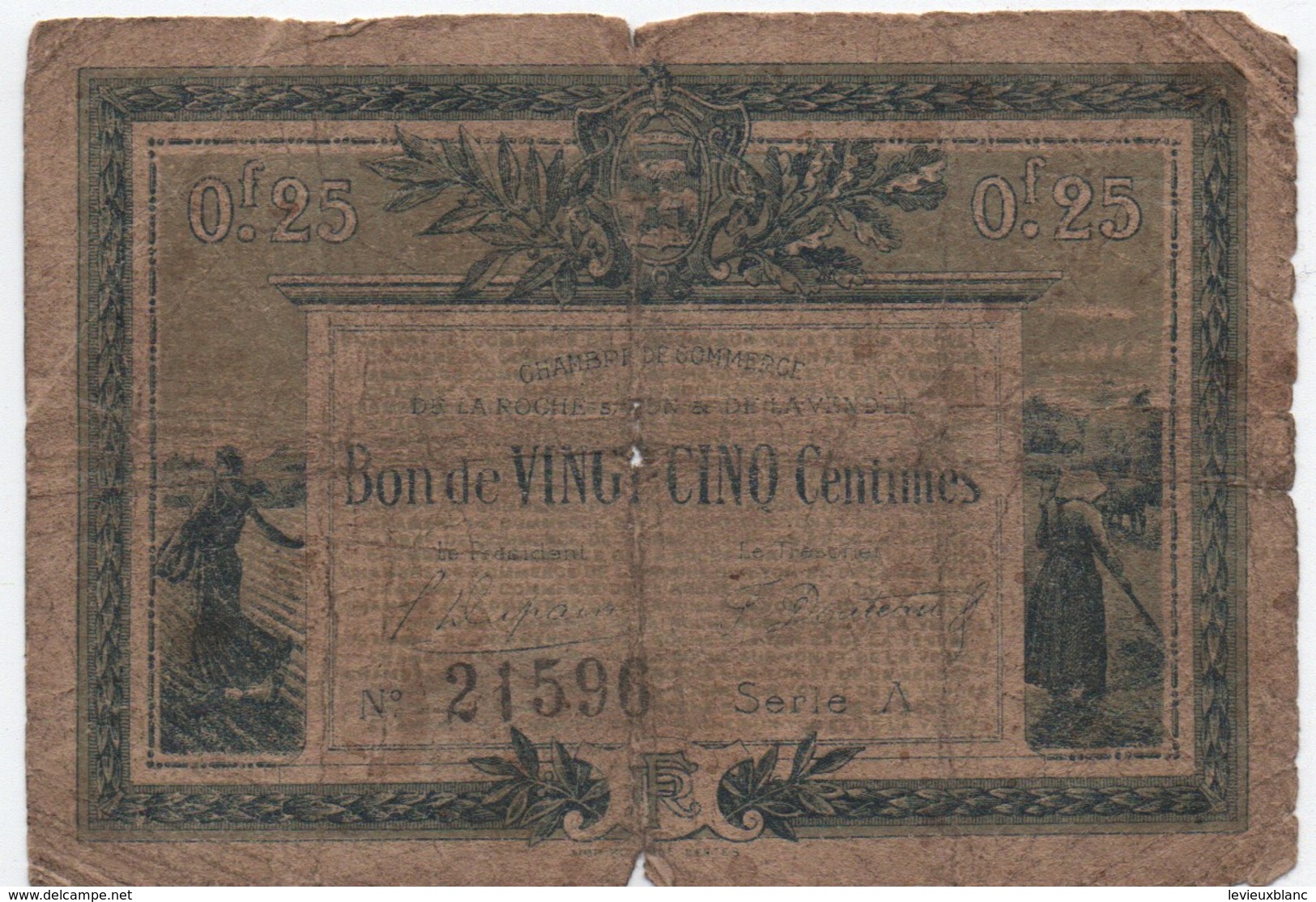 Chambre De Commerce De La Roche Sur Yon  Et De La Vendée/Bon De  25 Centimes/1916 - 1915      BIL124 - Chambre De Commerce