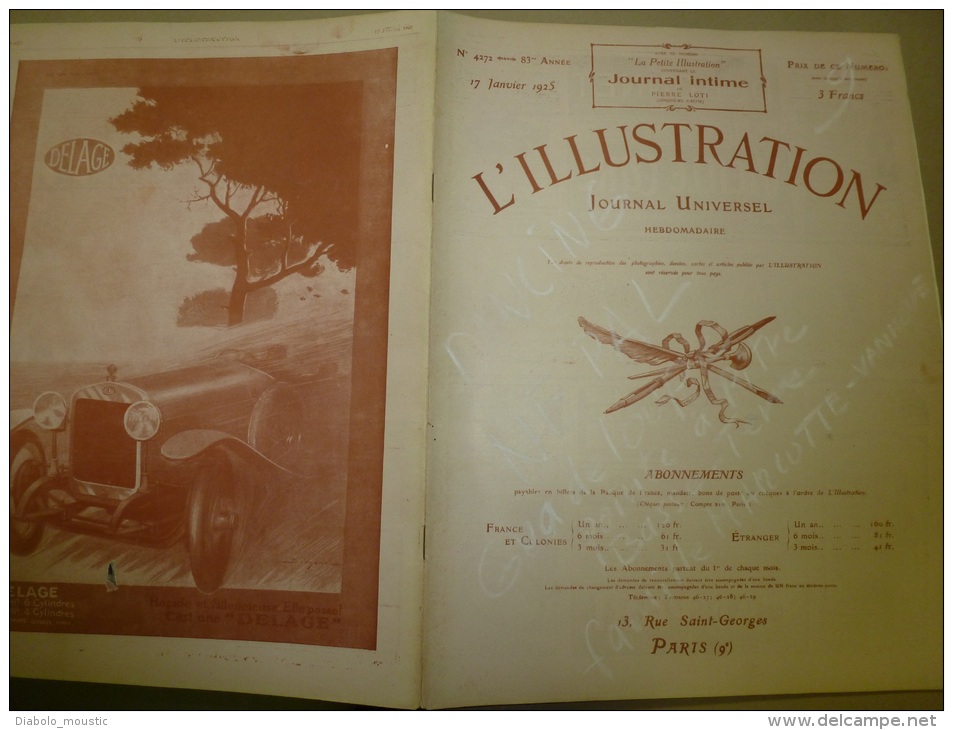 17.01.1925 : Procès SADOUL;Franchet-d'Espèrey Et L'Afrique (impt Docum.); DANCINGS;Les Impressionnistes; NEPAL;Arneke - L'Illustration
