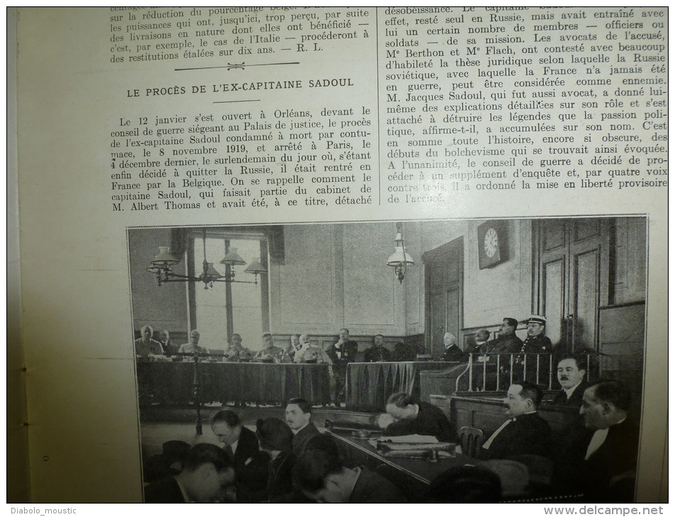 17.01.1925 : Procès SADOUL;Franchet-d'Espèrey Et L'Afrique (impt Docum.); DANCINGS;Les Impressionnistes; NEPAL;Arneke - L'Illustration