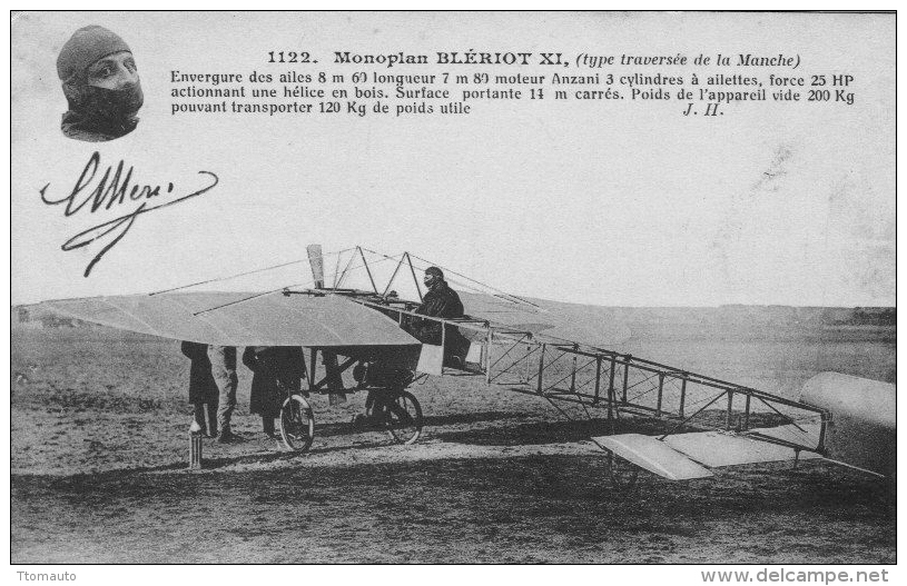 Louis Blériot Franchit Le Premier La Manche En Aéroplane  -   Carte Postale - Aviatori