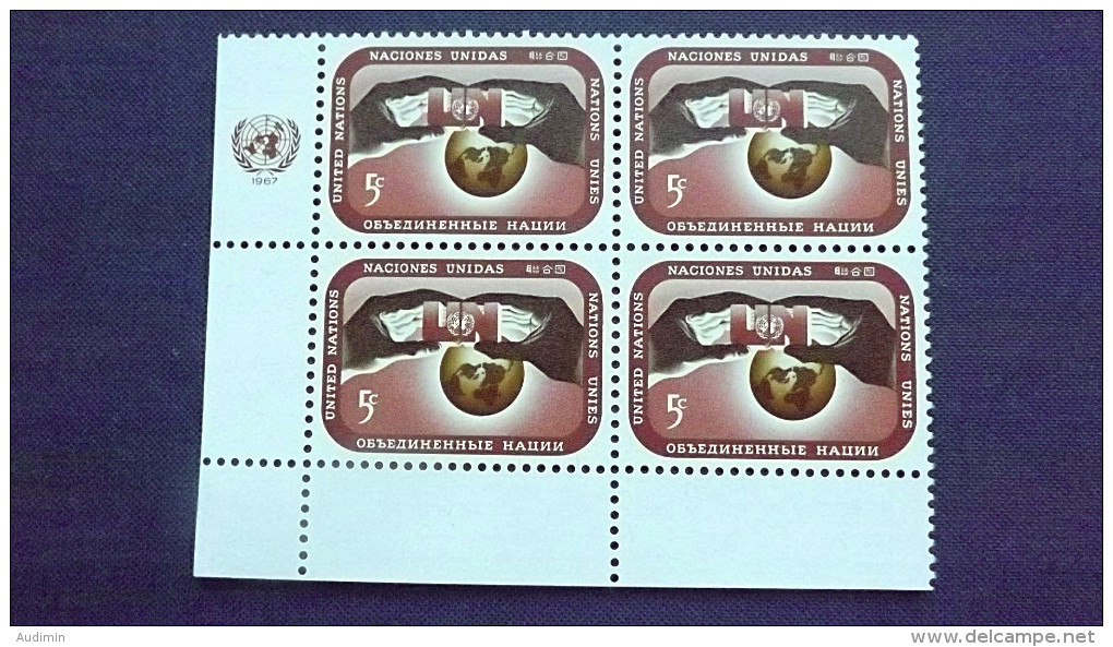 UNO-New York 176 Yt 167 Sc 166 Eckrandviererblock EVB ´C´ **/MNH, Freimarke 1967 (auch EVB ´D´ Möglich) - Unused Stamps