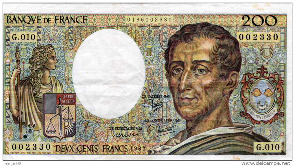 FRANCE - BILLET DE 200 FRANCS - 1982  - G .010 - 200 F 1981-1994 ''Montesquieu''