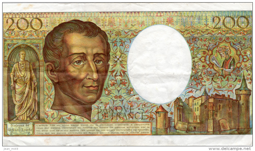 FRANCE - BILLET DE 200 FRANCS - 1982  - G .010 - 200 F 1981-1994 ''Montesquieu''