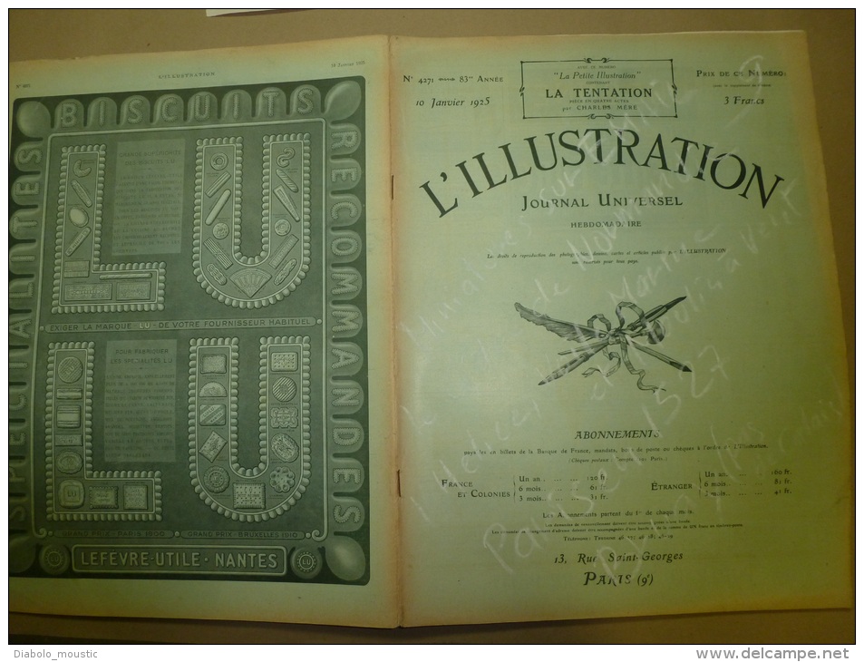 10.01.1925 : La MINIATURE Sur EMAÏL; ZI-KA-WEI Près De CHANGHAÏ; Le Cidre De NORMANDIE;Inondations De BRUAY - L'Illustration