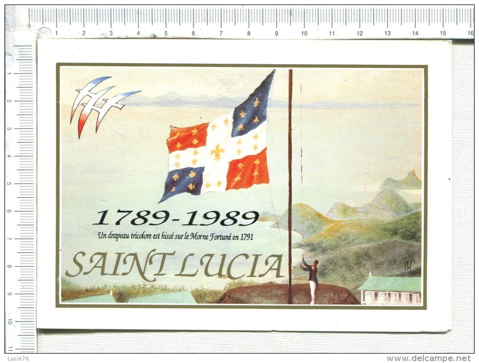 SAINT LUCIA  -  1789 - 1989  -  Un Drapeau Tricolore Est Hissé Sur Le Morne Fortuné  En   1791 - Maquette D Un Timbre - Saint Lucia