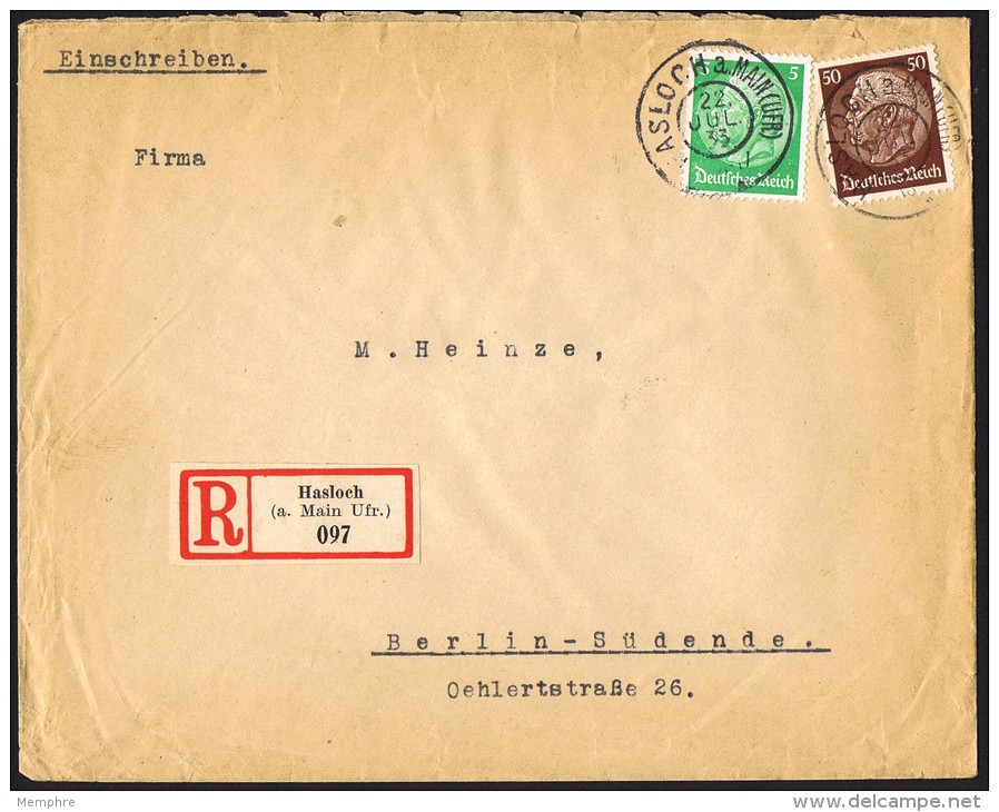 1933  Einschreiben Brief Hindenburg-Medaillon  MiNr 468, 473 - Briefe U. Dokumente