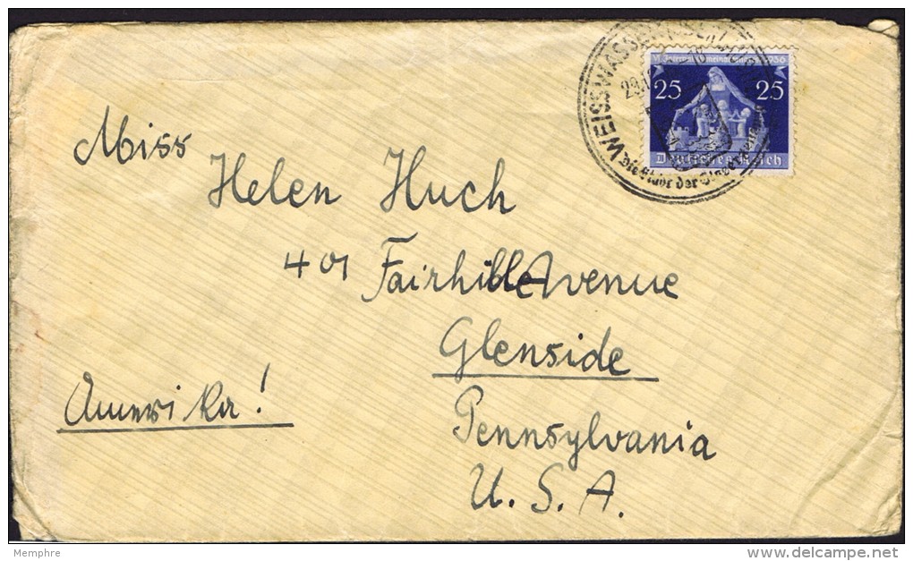 1936  Brief Nach USA  MiNr 620  Einzelfrankatur - Briefe U. Dokumente