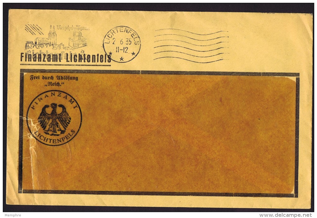 1935  Dienstbrief    Finanzamt  Lichtenfels      - &laquo;Frei Durch Ablösung Reich&raquo; - Briefe U. Dokumente