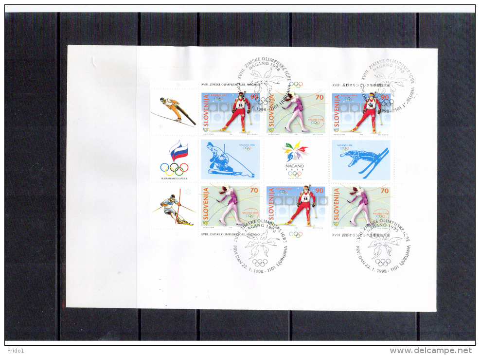 Slowenien / Slovenia 1998 Nagano Kleinbogen / Sheet FDC - Hiver 1998: Nagano