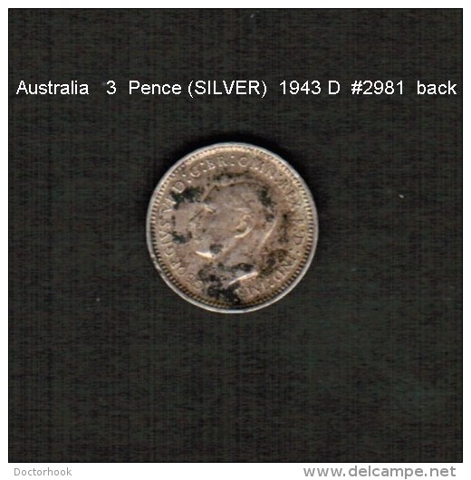 AUSTRALIA    3  PENCE (SILVER)  1943 D  (KM # 37) - Threepence