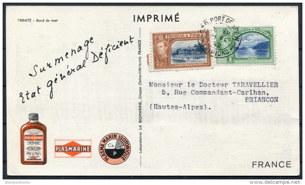 1952 Trindad TRINITE - CARTE POSTALE COMMERCIALE De PORT OF SPAIN - Medical Advertising Postcard - Trinidad & Tobago (...-1961)