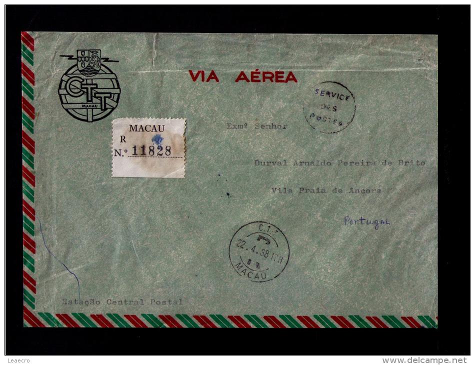 MACAO Macau Portugal Airmail Cover Registered SERVICE DES POSTES 1968 Gc825 - Other & Unclassified