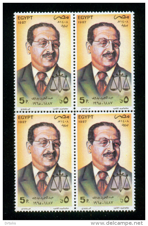 EGYPT / 1987 / ABDEL HAMID BADAWI (1887-1965) , JURIST / SCALES OF JUSTICE / MNH / VF . - Unused Stamps