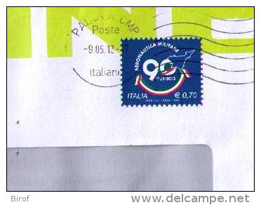 BUSTA  FRANCOBOLLO USATO 2013 &euro; 0.70 AERONAUTICA MILITARE - 2011-20: Usados