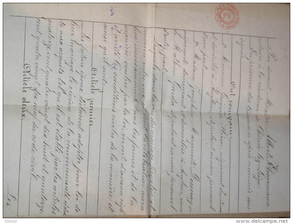 CONTRAT DE MARIAGE DE 1883 - PASSE A CHENEE LEZ LIEGE - Documents Historiques