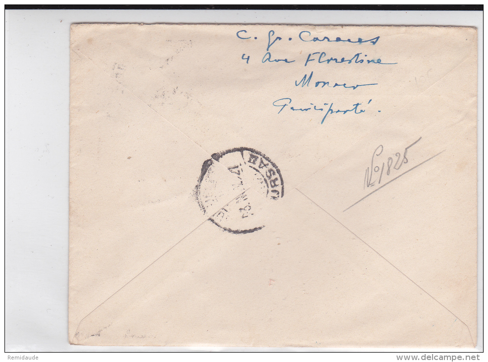 MONACO - 1927 - ENVELOPPE De MONTE CARLO Pour BUCAREST (ROUMANIE) - DESTINATION INTERESSANTE - Poststempel