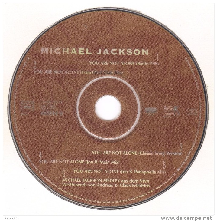 CDM  Michael Jackson  "  You Are Not Alone  "  Autriche - Otros - Canción Inglesa
