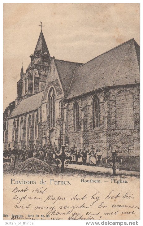 Cpa/pk 1903 Furnes Veurne Environs De Furnes Houthem L´église Houtem - Veurne