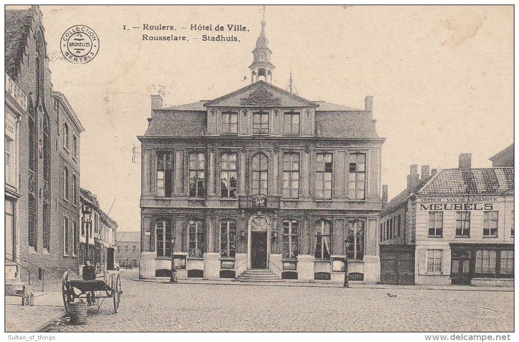Cpa/pk 1913 Roeselare Roulers Stadhuis Hôtel De Ville Meubels Arthur Van De Kerkhove Bertels - Roeselare