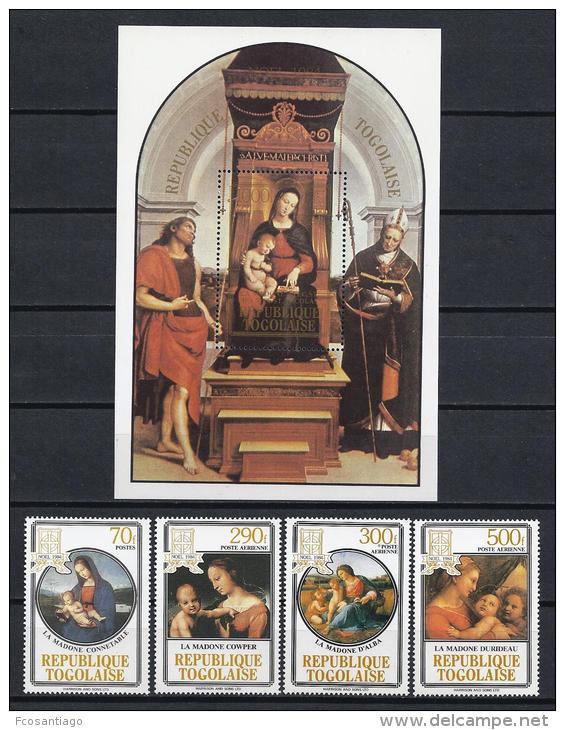 PINTURA/MADONAS - TOGO 1984 - Yvert #1150+AV512/14+H218 - MNH ** - Madonna