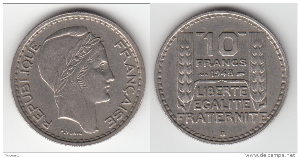 VARIETE **** 10 FRANCS 1948 B AVEC LE B PROCHE DU LISTEL - TURIN **** EN ACHAT IMMEDIAT !!! - Errors & Oddities