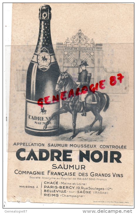 49 - SAUMUR - BUVARD CADRE NOIR - MAISON A CHACE- BELLEVILLE SUR SAONE- REIMS-PARIS BERCY - Alimentaire