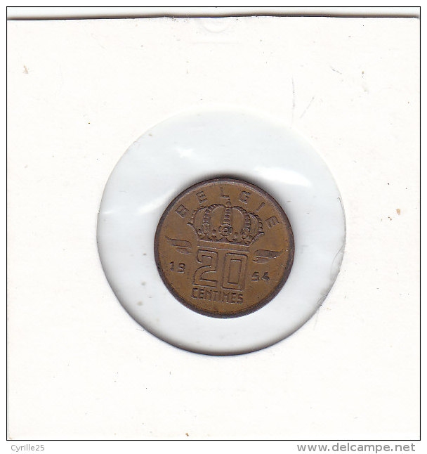20 CENTIMES Cuivre Baudouin I 1954 FL - 20 Centimes