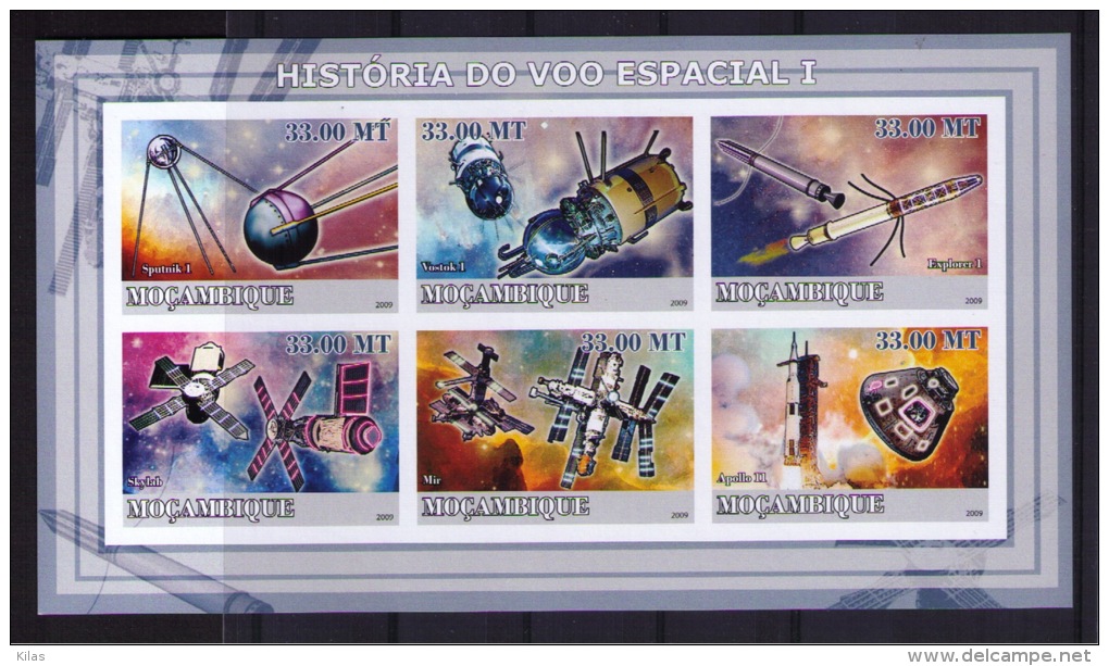 MOZAMBIQUE 2009 SPACE FLIGHT HISTORY (IMPERFORATED) - Africa