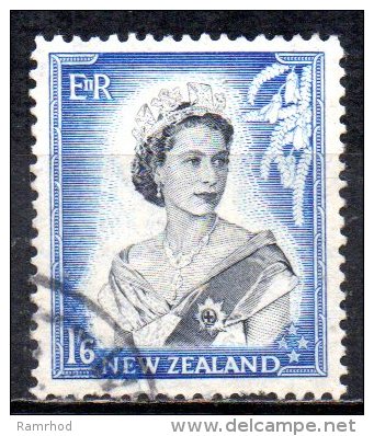 NEW ZEALAND 1953 Queen Elizabeth II  - 1s.6d. - Black And Blue FU - Gebraucht