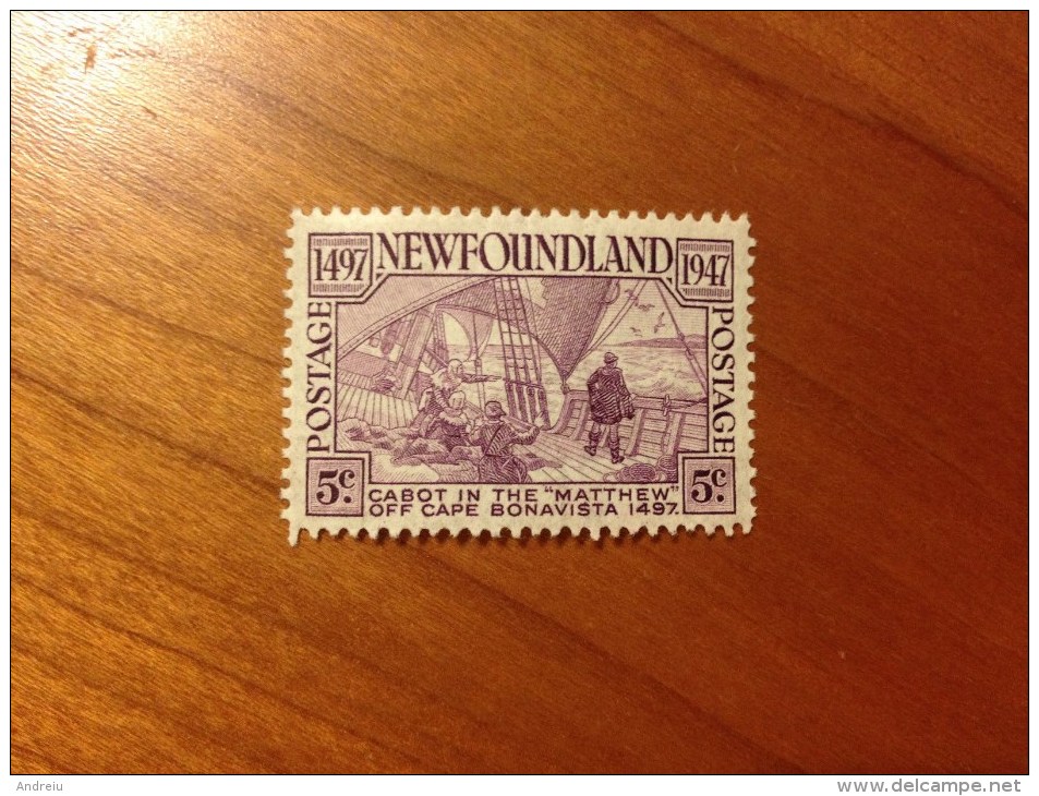 1947 Newfoundland - 450th Anniv. Of Cabot's Discovery Of Newfoundland 1v., Ship, Navigation SG 294 MLH - Explorers